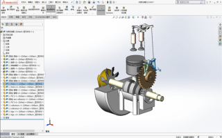 SolidWorks标准配合、高级配合、机械配三者结合让内燃机运动起来